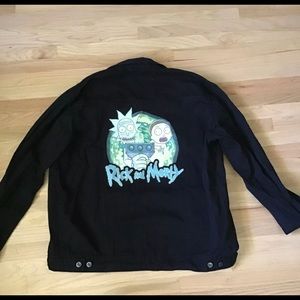 Rick and Morty denim Jean jacket black mens sz 2xl